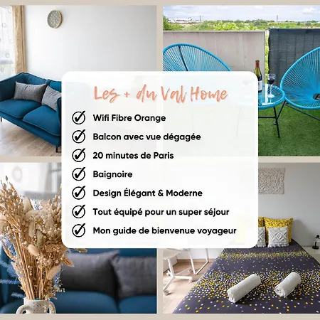 Le Val - 20min De Paris Et Orly - Balcon - Wifi - Espace De Travail